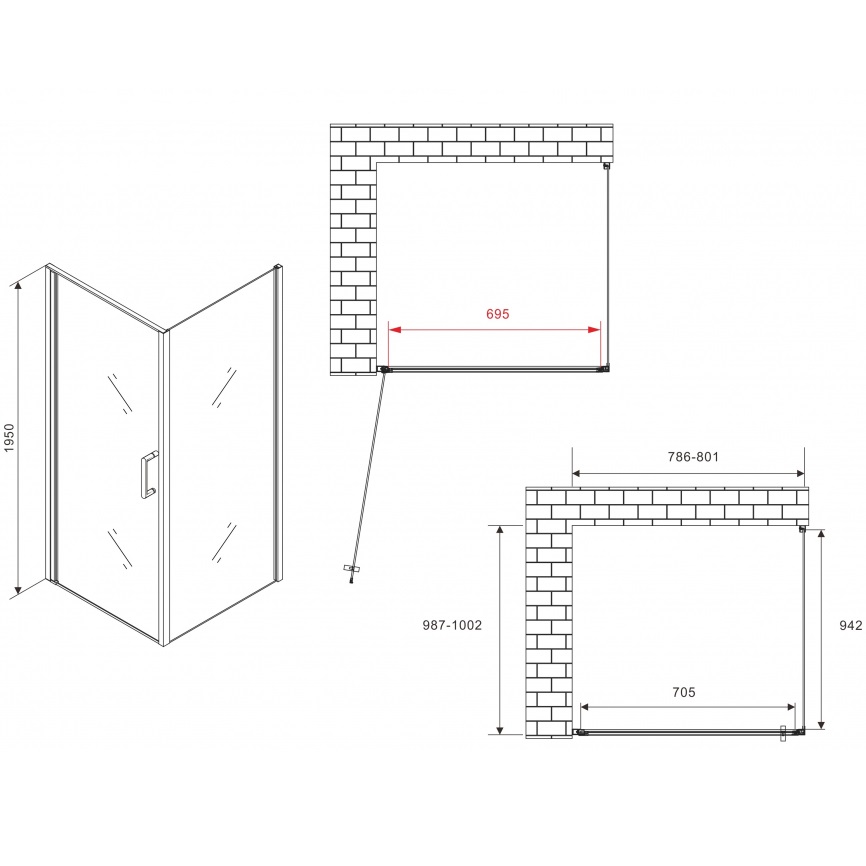 Душевой уголок Abber Sonnenstrand AG04080-S100 80x100x195 (хром)