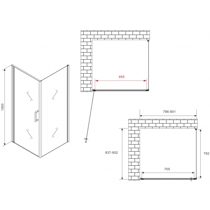 Душевой уголок Abber Sonnenstrand AG04080-S85 80x85x195 (хром)