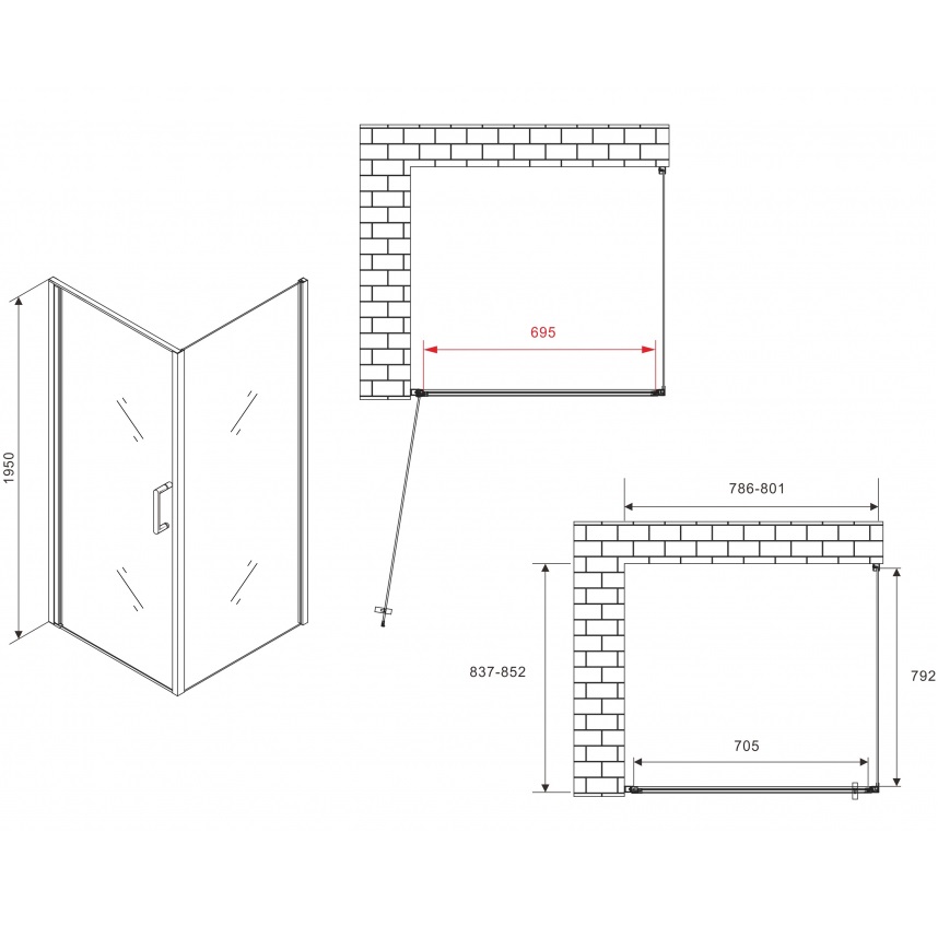 Душевой уголок Abber Sonnenstrand AG04080B-S85B 80x85x195 (черный матовый)