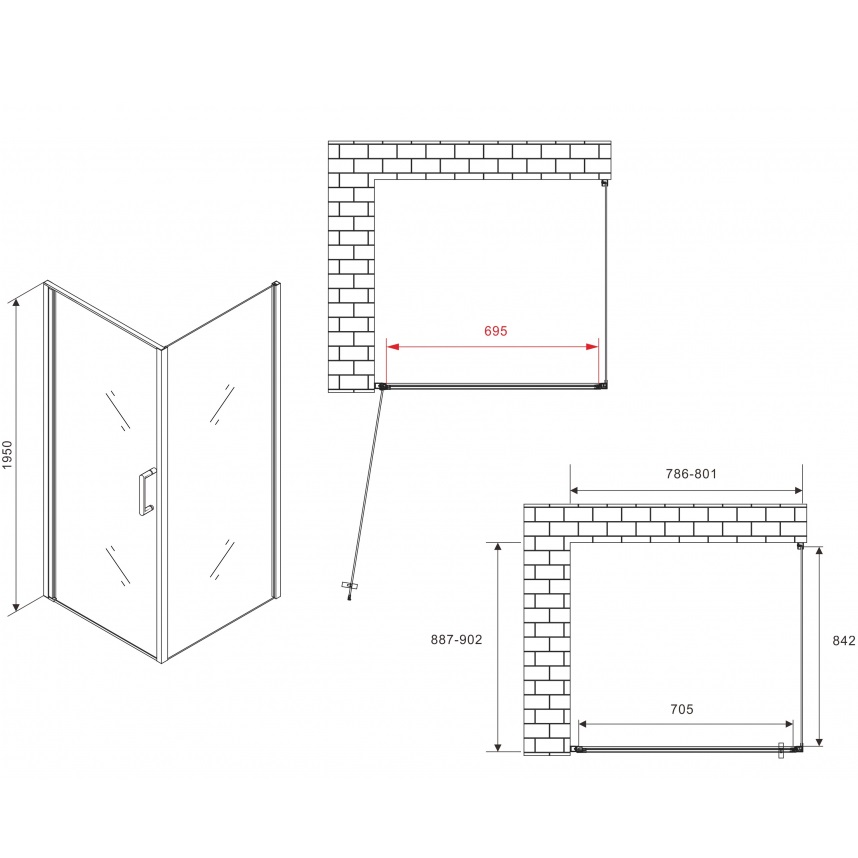 Душевой уголок Abber Sonnenstrand AG04080B-S90B 80x90x195 (черный матовый)