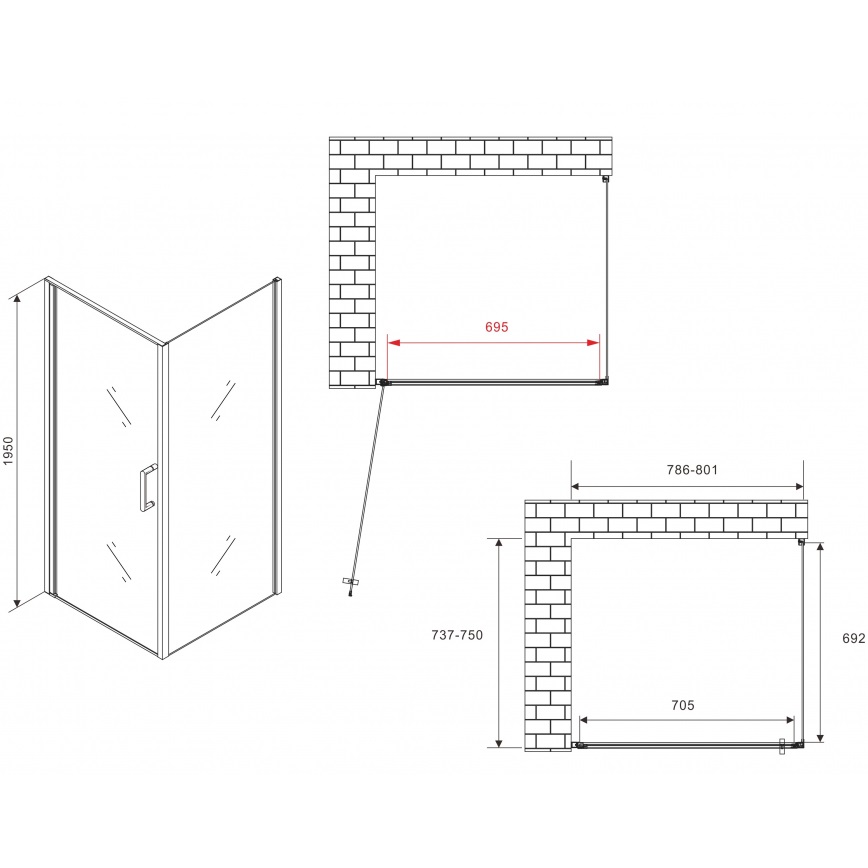 Душевой уголок Abber Sonnenstrand AG04080M-S75M 80x75x195 (хром)