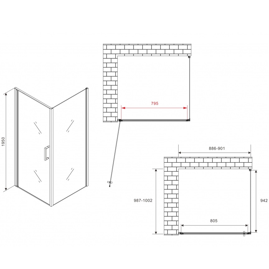 Душевой уголок Abber Sonnenstrand AG04090-S100 90x100x195 (хром)