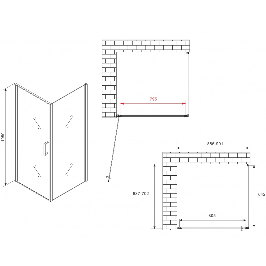 Душевой уголок Abber Sonnenstrand AG04090-S70 90x70x195 (хром)
