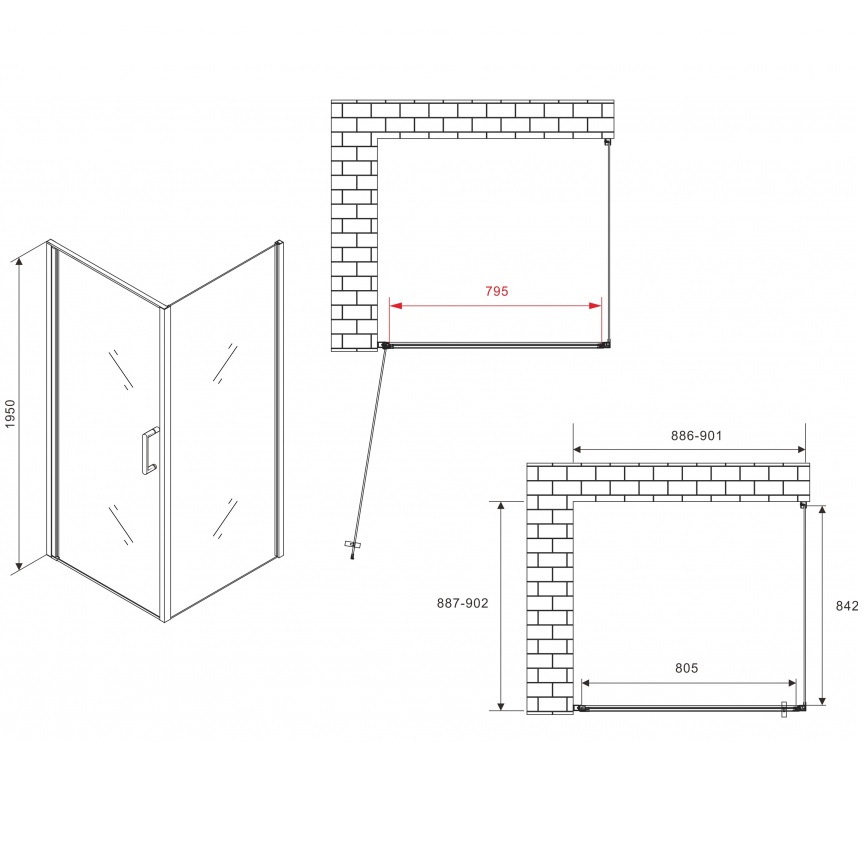 Душевой уголок Abber Sonnenstrand AG04090M-S90M 90x90x195 (хром)
