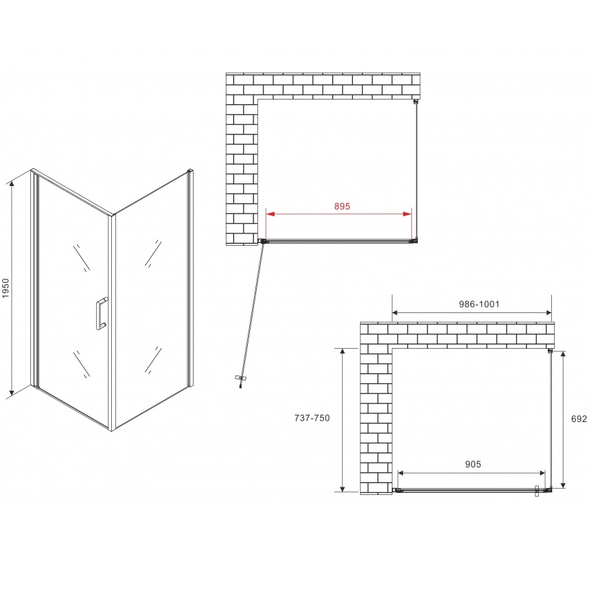 Душевой уголок Abber Sonnenstrand AG04100-S75 100x75x195 (хром)