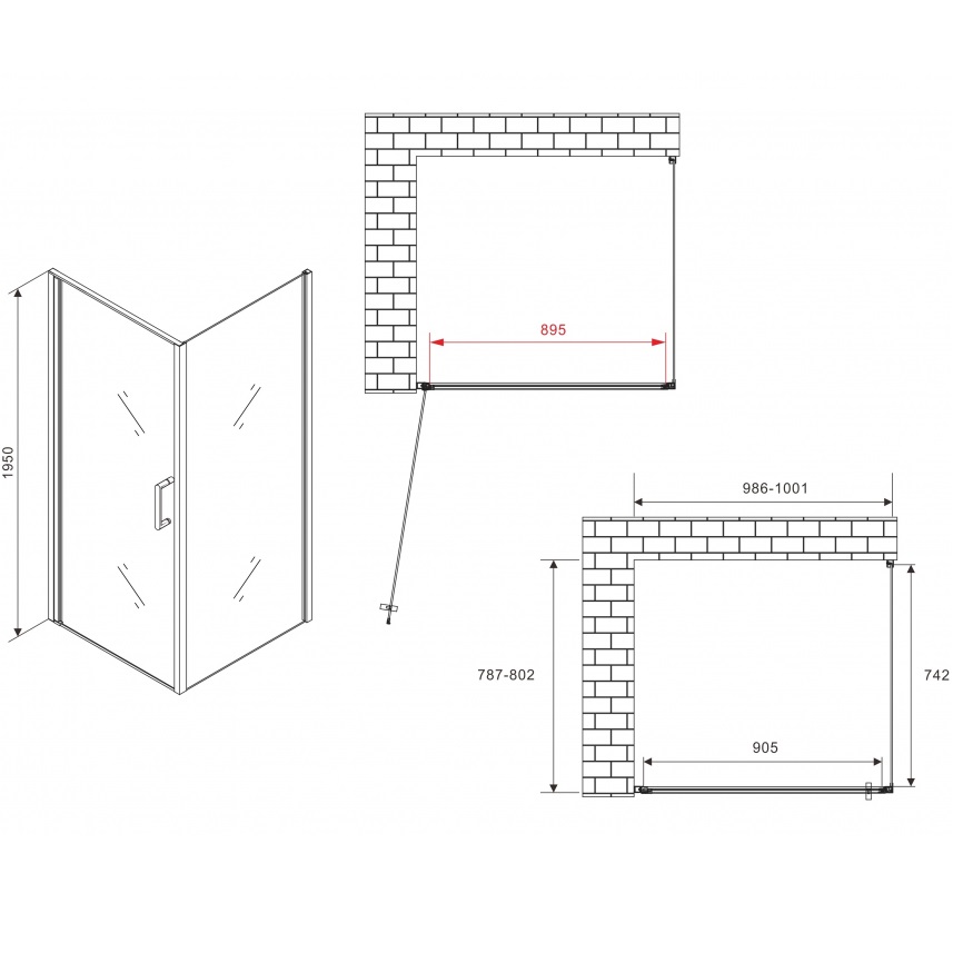 Душевой уголок Abber Sonnenstrand AG04100B-S80B 100x80x195 (черный матовый)