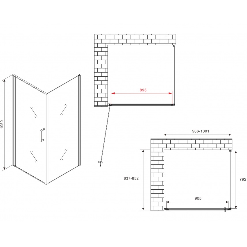 Душевой уголок Abber Sonnenstrand AG04100B-S85B 100x85x195 (черный матовый)