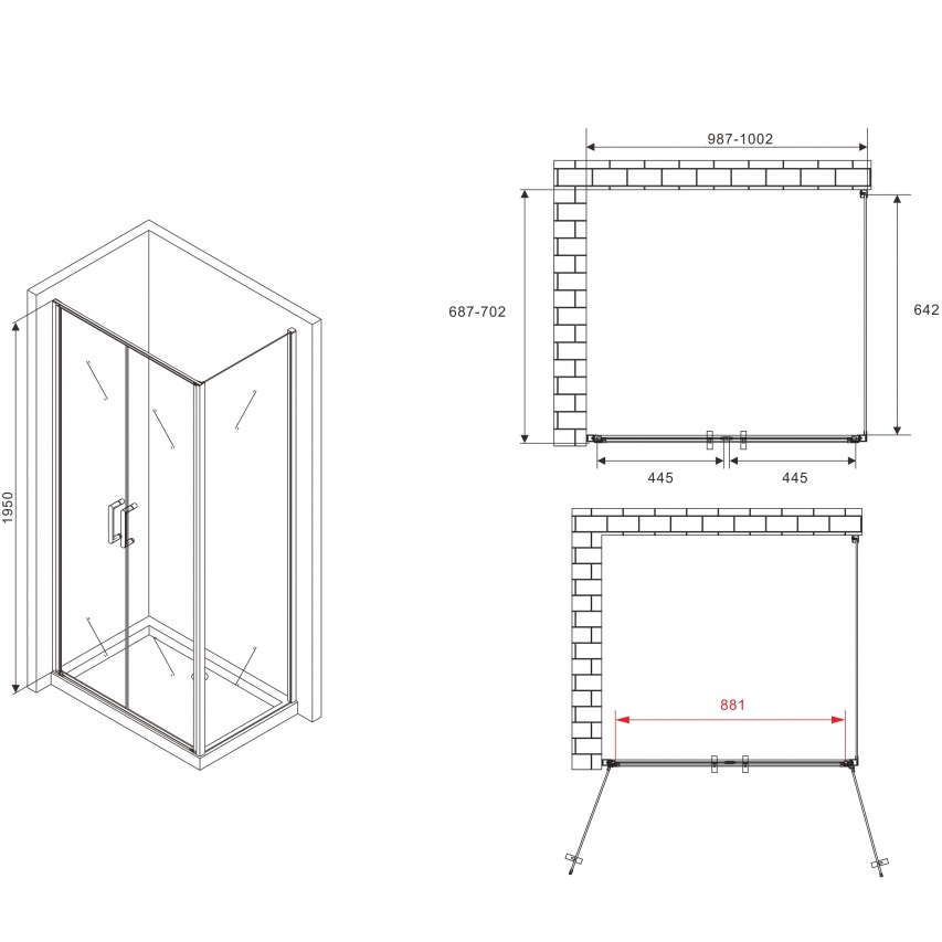 Душевой уголок Abber Sonnenstrand AG04100BC-S70B 100х70х195 (черный матовый)