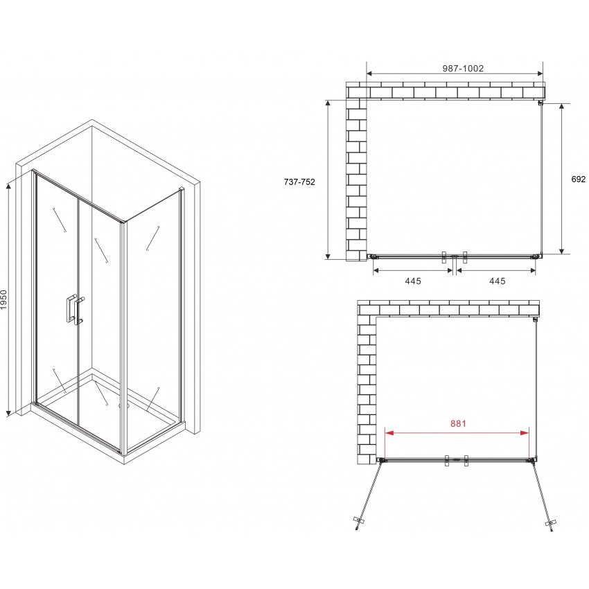 Душевой уголок Abber Sonnenstrand AG04100BC-S75B 100х75х195 (черный матовый)
