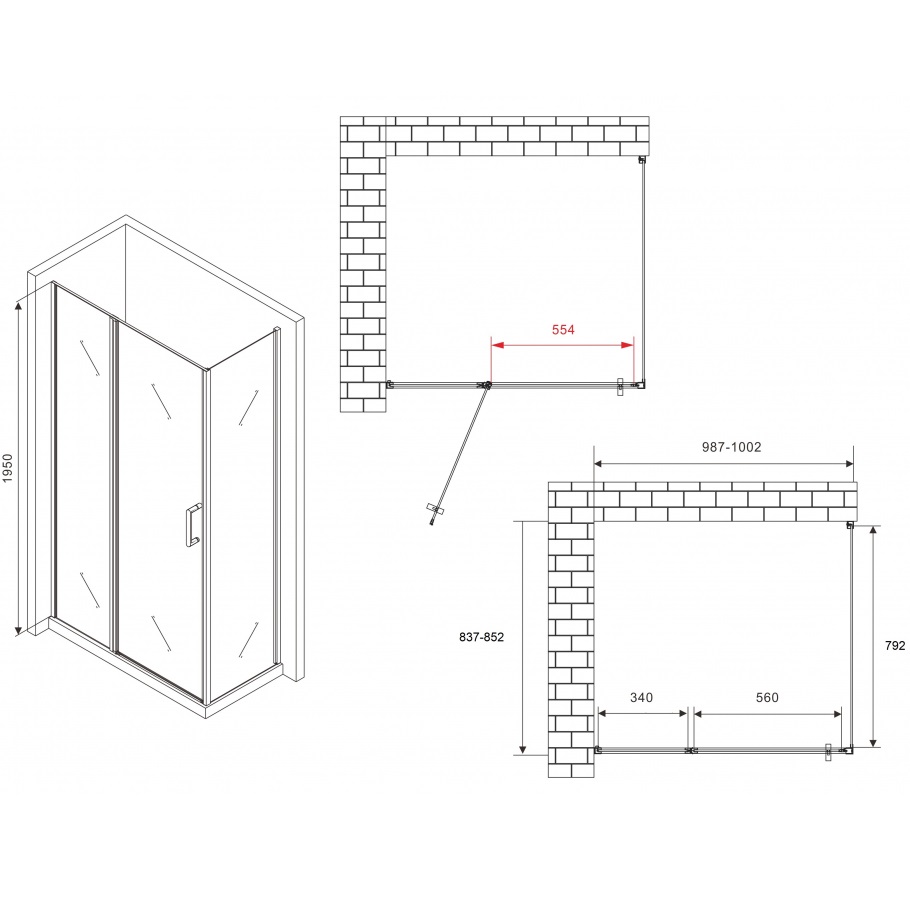 Душевой уголок Abber Sonnenstrand AG04100BS-S85B 100х85х195 (черный матовый)