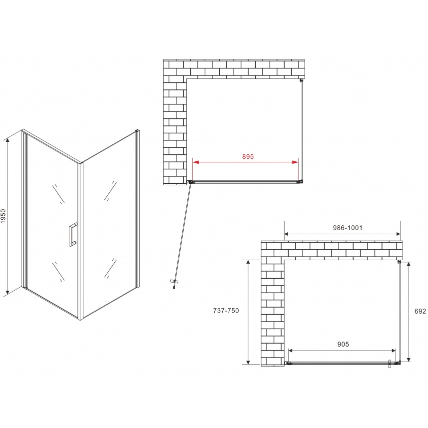 Душевой уголок Abber Sonnenstrand AG04100M-S75M 100x75x195 (хром)