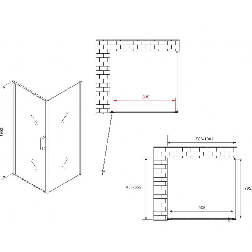 Душевой уголок Abber Sonnenstrand AG04100M-S85M 100x85x195 (хром)