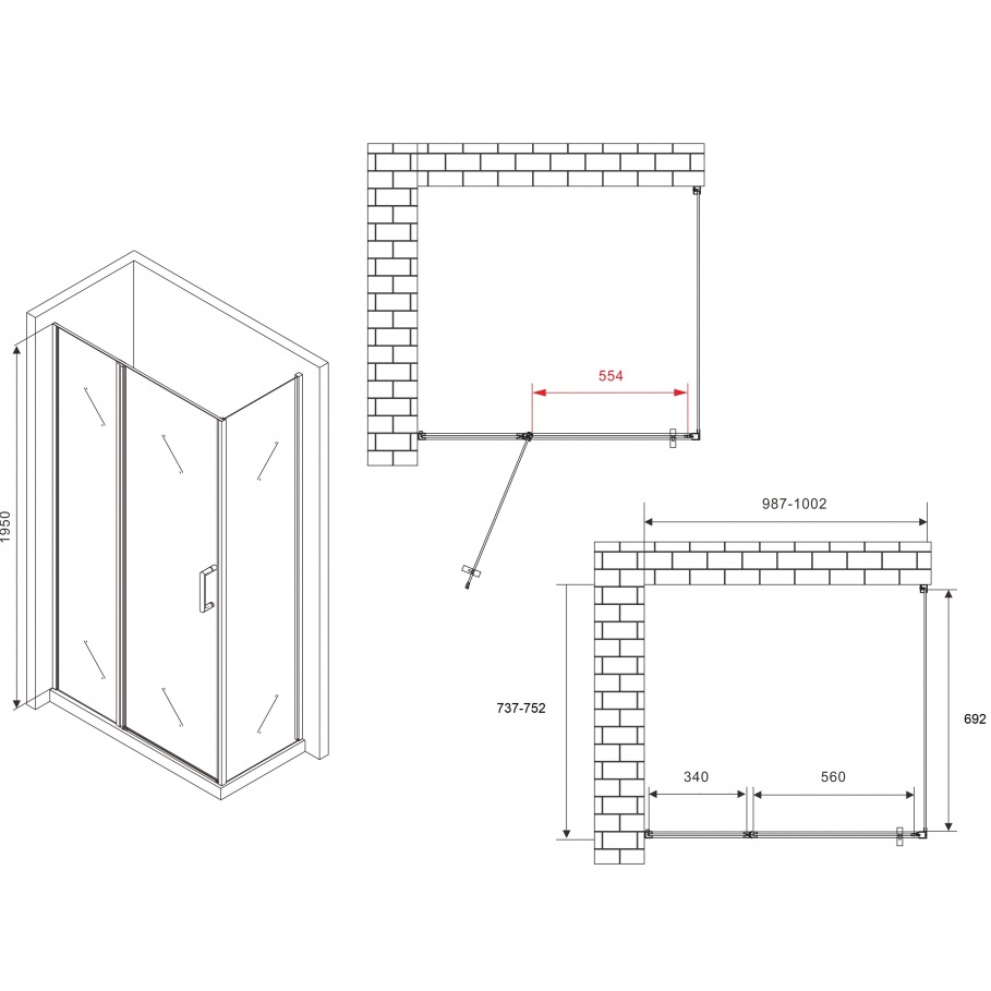 Душевой уголок Abber Sonnenstrand AG04100S-S75 100х75х195 (хром)