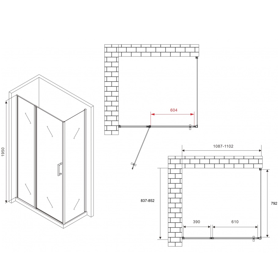 Душевой уголок Abber Sonnenstrand AG04110BS-S85B 110х85х195 (черный матовый)