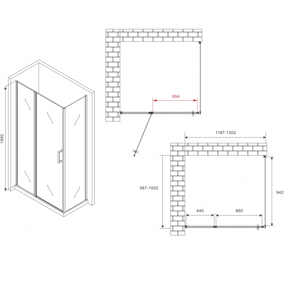 Душевой уголок Abber Sonnenstrand AG04120BS-S100B 120х100х195 (черный матовый)