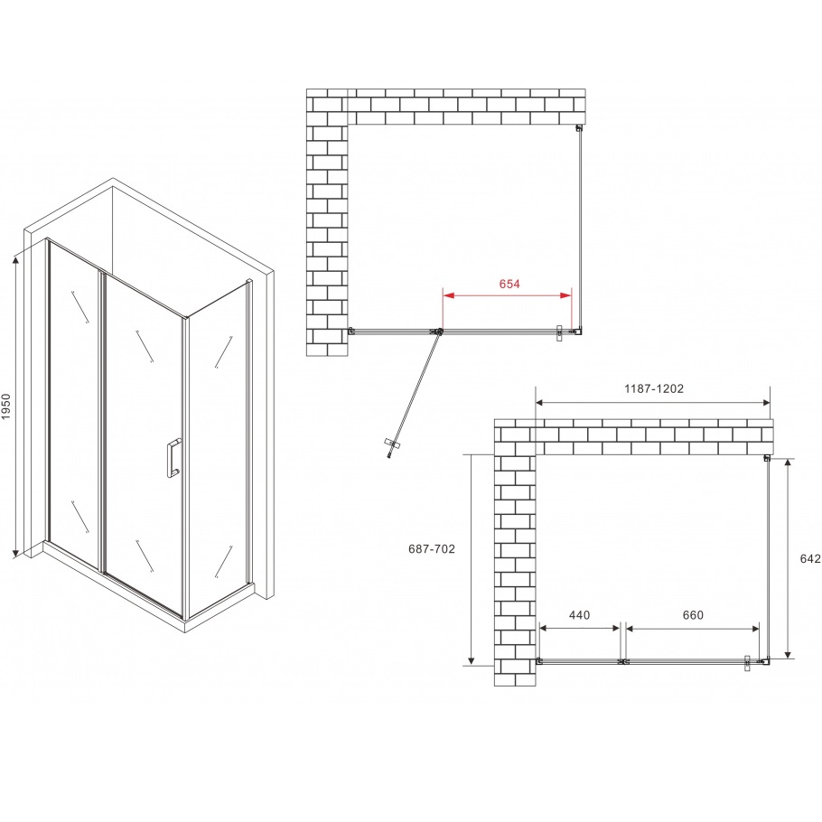 Душевой уголок Abber Sonnenstrand AG04120MS-S70M 120х70х195 (хром)