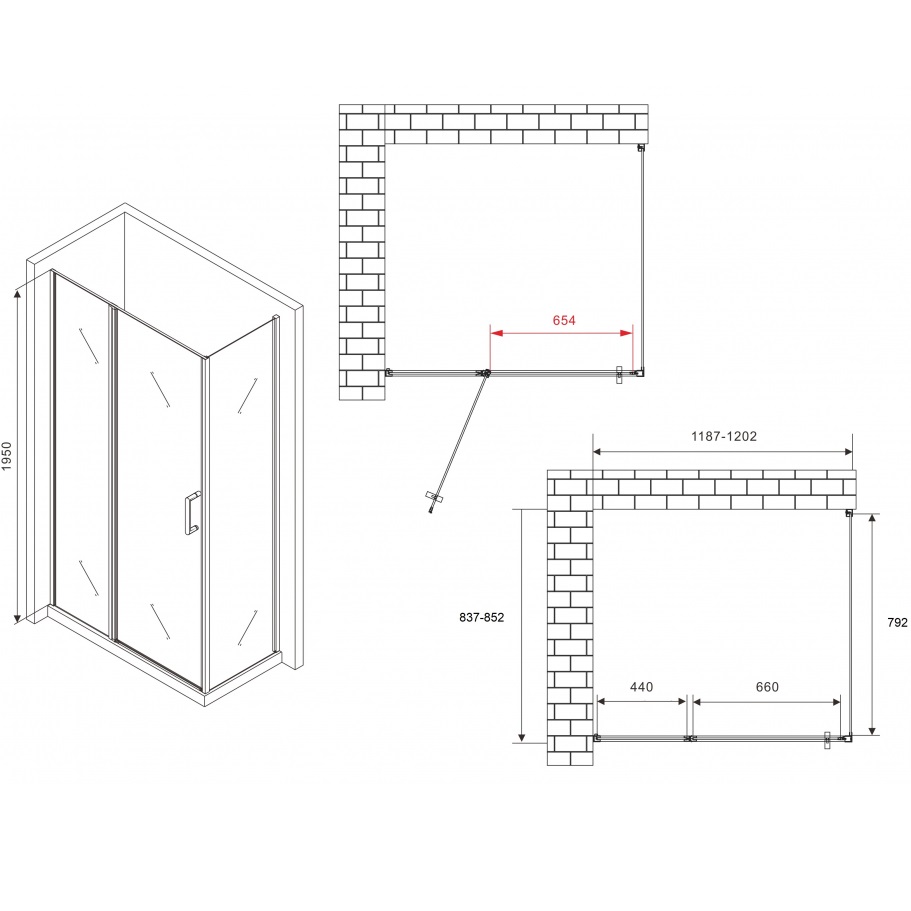 Душевой уголок Abber Sonnenstrand AG04120MS-S85M 120х85х195 (хром)