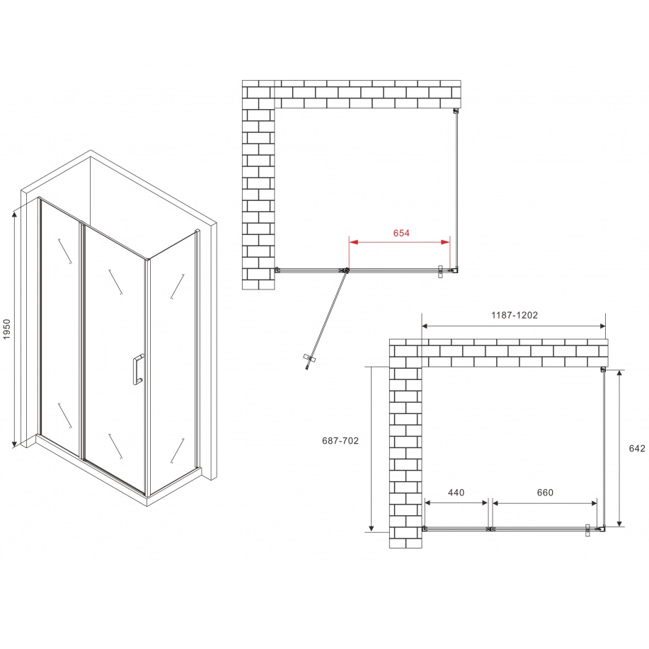 Душевой уголок Abber Sonnenstrand AG04120S-S70 120х70х195 (хром)