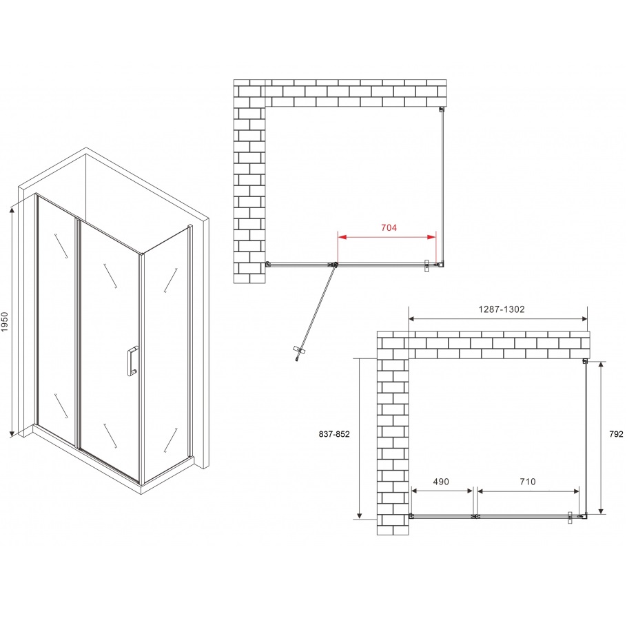 Душевой уголок Abber Sonnenstrand AG04130S-S85 130х85х195 (хром)