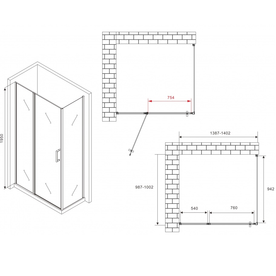 Душевой уголок Abber Sonnenstrand AG04140S-S100 140х100х195 (хром)