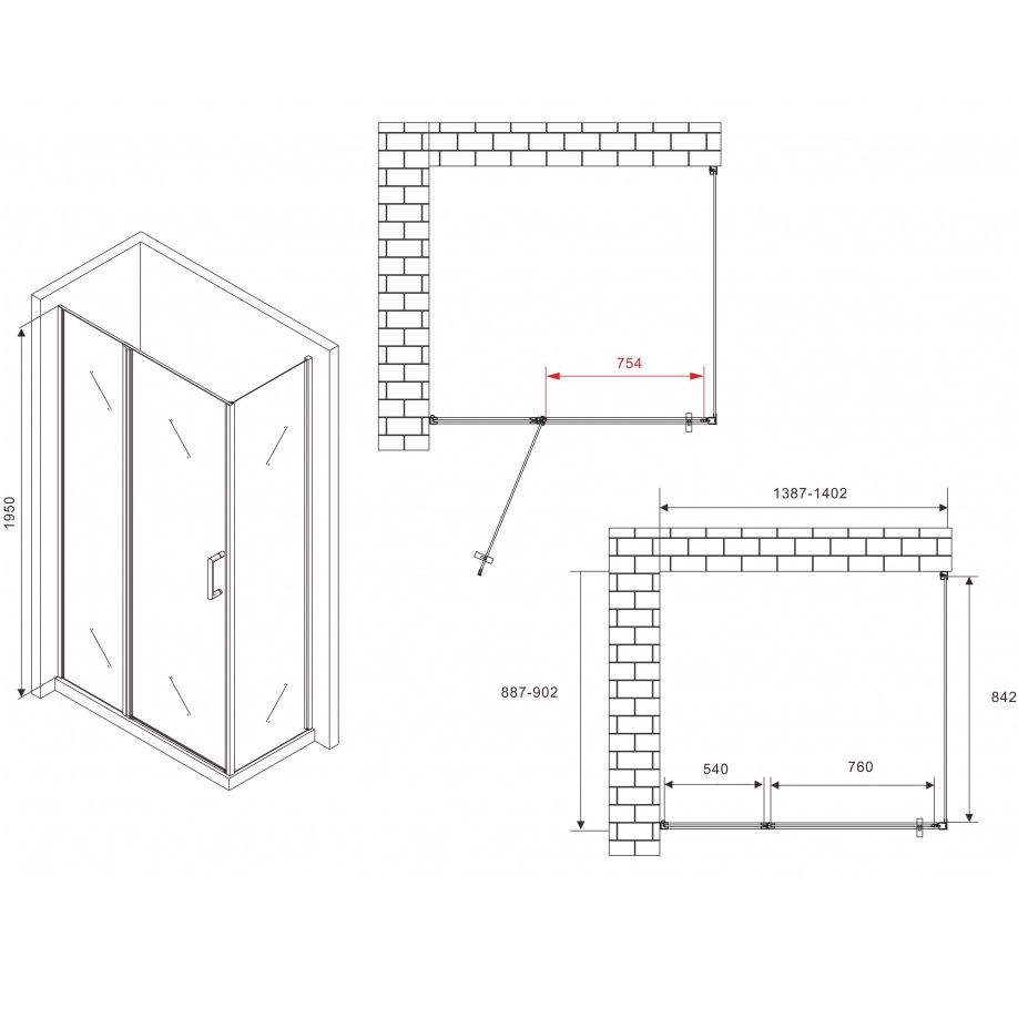 Душевой уголок Abber Sonnenstrand AG04140S-S90 140х90х195 (хром)