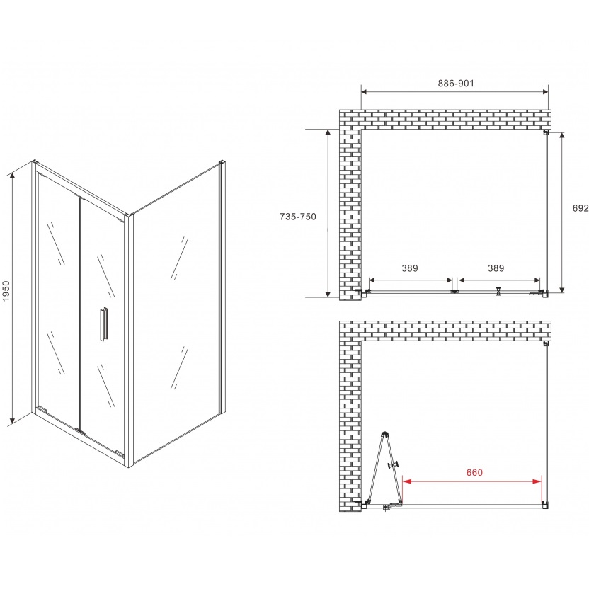 Душевой уголок Abber Sonnenstrand AG07090-S75 90x75x195 (хром)