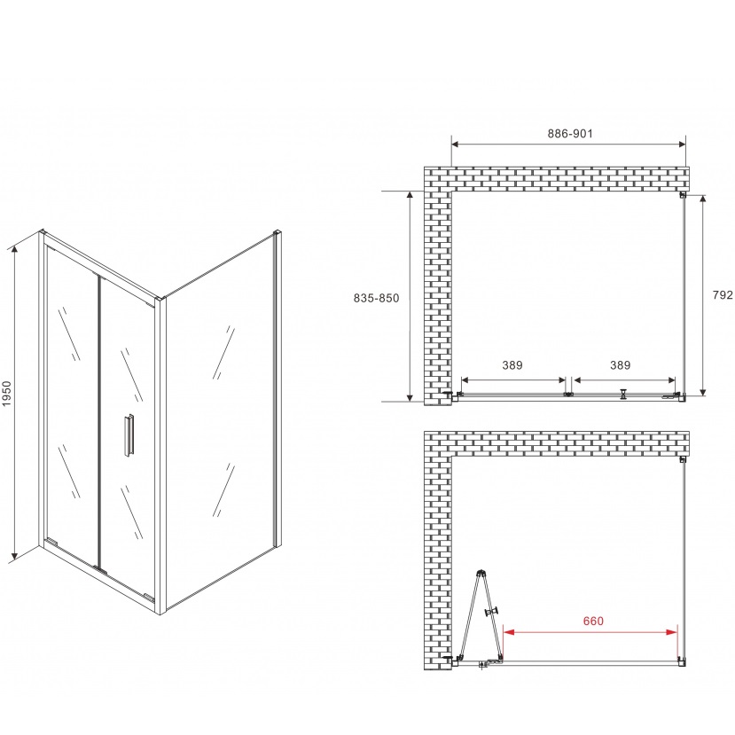Душевой уголок Abber Sonnenstrand AG07090-S85 90x85x195 (хром)