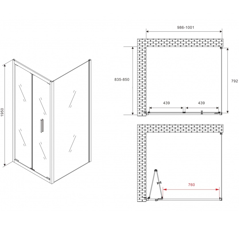 Душевой уголок Abber Sonnenstrand AG07100-S85 100x85x195 (хром)