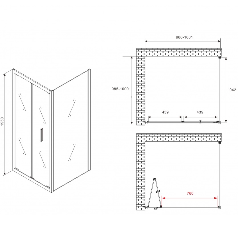 Душевой уголок Abber Sonnenstrand AG07100B-S100B 100x100x195 (черный матовый)