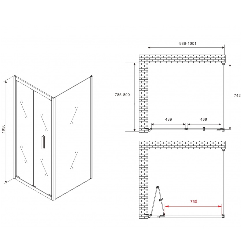 Душевой уголок Abber Sonnenstrand AG07100B-S80B 100x80x195 (черный матовый)