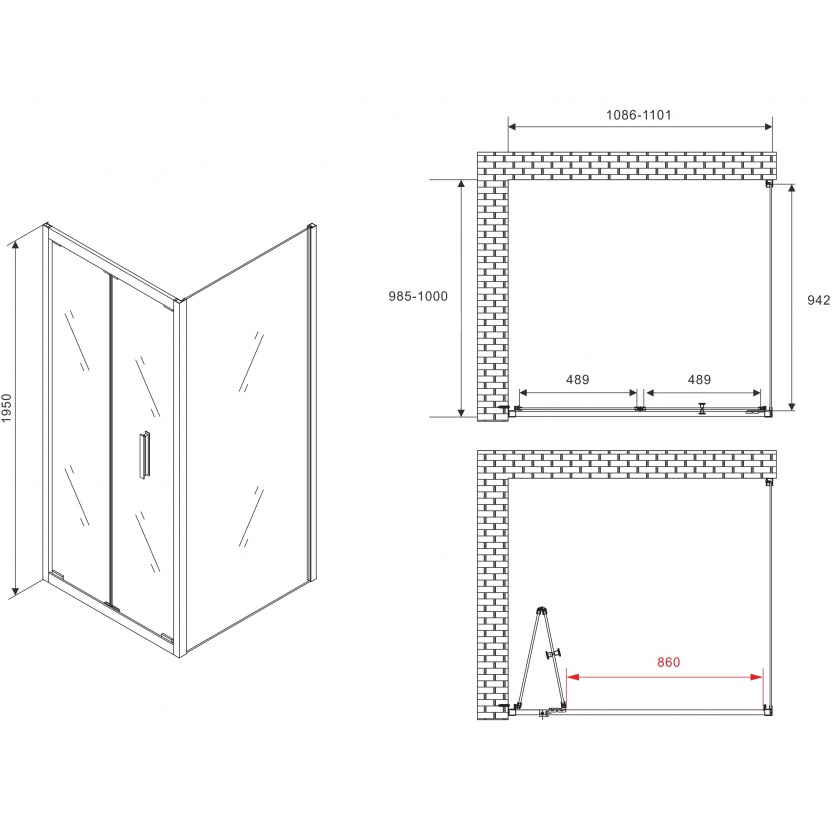 Душевой уголок Abber Sonnenstrand AG07110-S100 110x100x195 (хром)