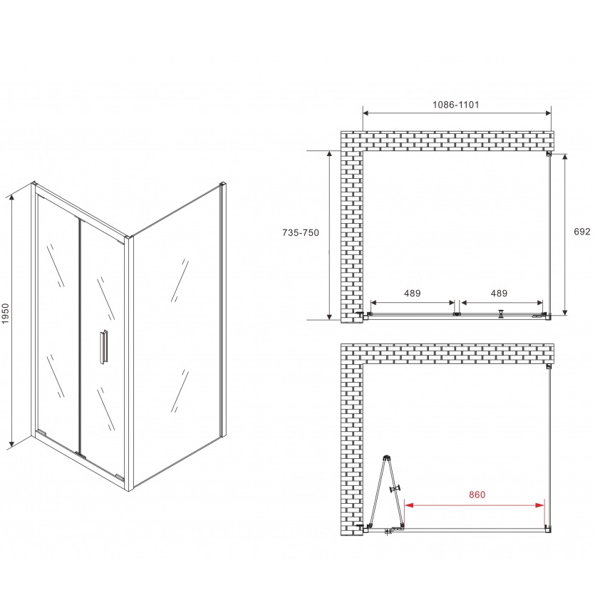 Душевой уголок Abber Sonnenstrand AG07110-S75 110x75x195 (хром)
