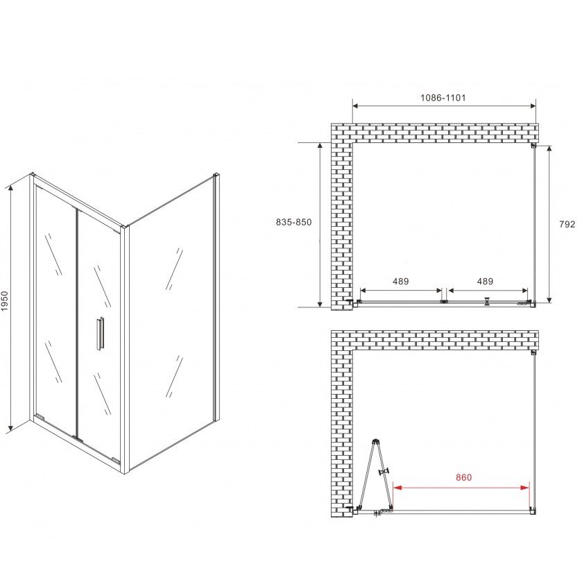 Душевой уголок Abber Sonnenstrand AG07110-S85 110x85x195 (хром)