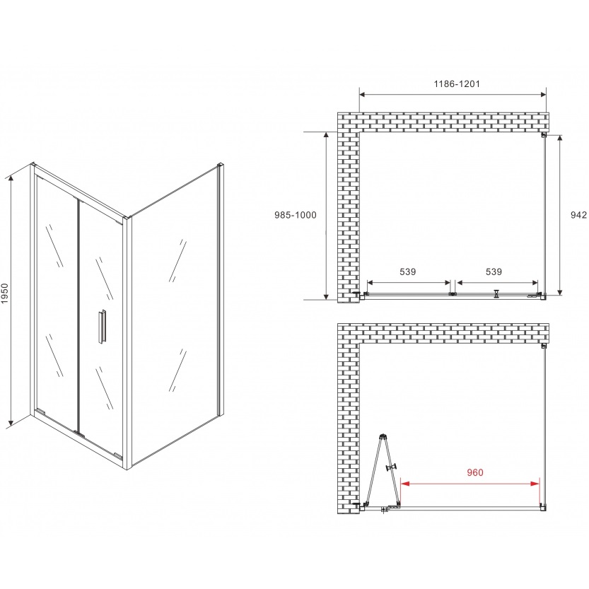 Душевой уголок Abber Sonnenstrand AG07120-S100 120x100x195 (хром)