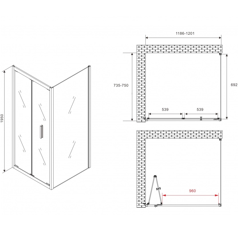 Душевой уголок Abber Sonnenstrand AG07120-S75 120x75x195 (хром)
