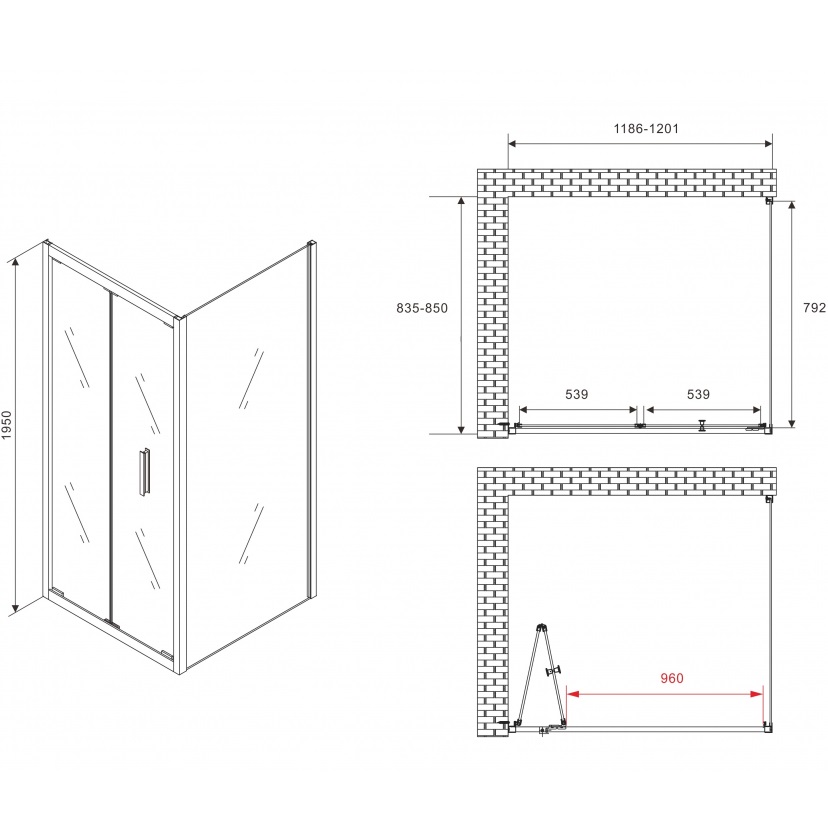 Душевой уголок Abber Sonnenstrand AG07120-S85 120x85x195 (хром)