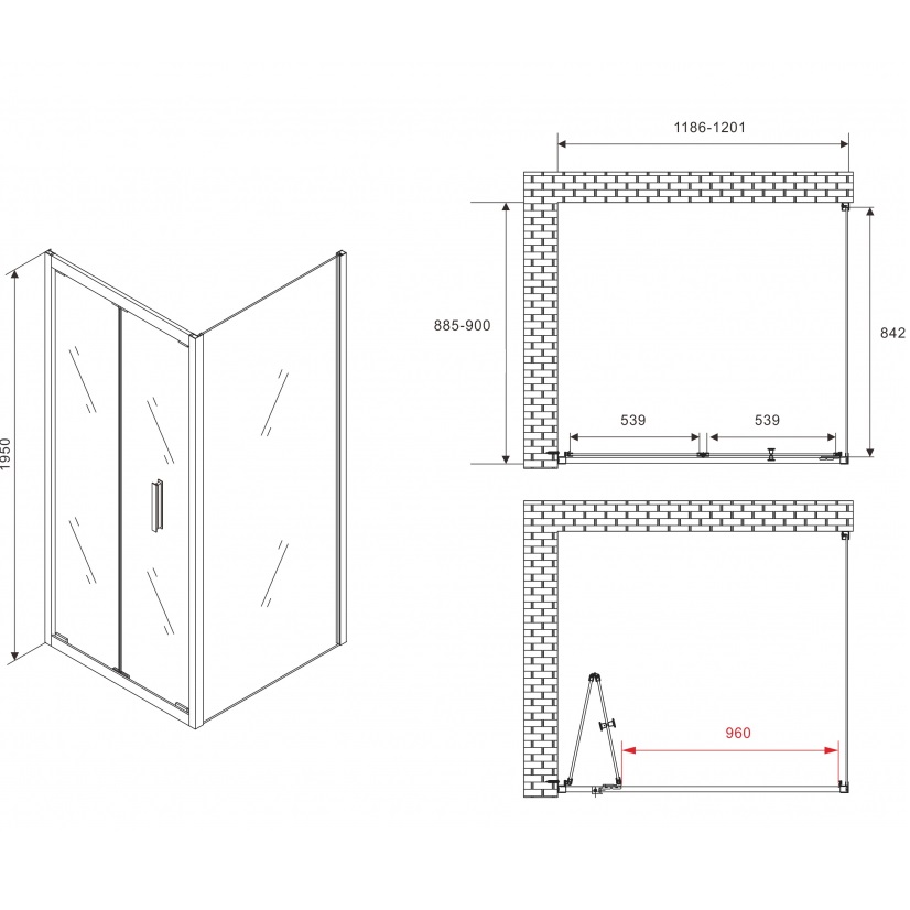 Душевой уголок Abber Sonnenstrand AG07120-S90 120x90x195 (хром) 
