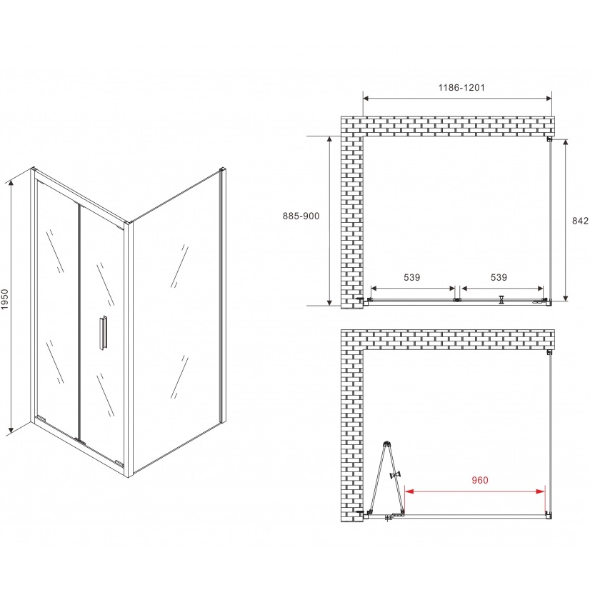 Душевой уголок Abber Sonnenstrand AG07120B-S90B 120x90x195 (черный матовый)