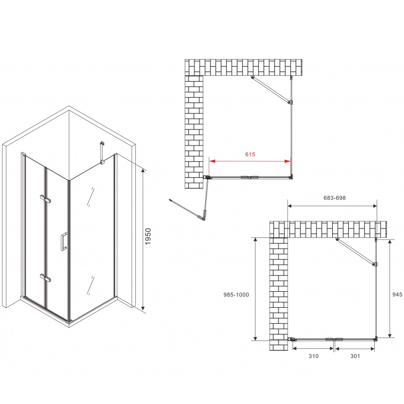 Душевой уголок Abber Zart AG08070P-S101 70x100x195 (хром)