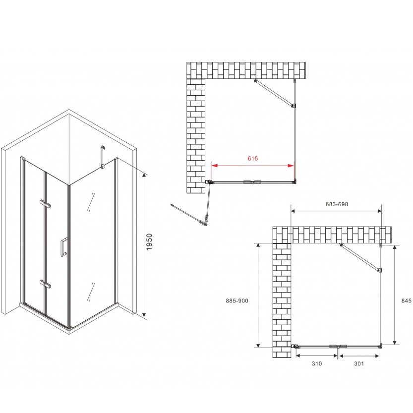 Душевой уголок Abber Zart AG08070P-S91 70x90x195 (хром)