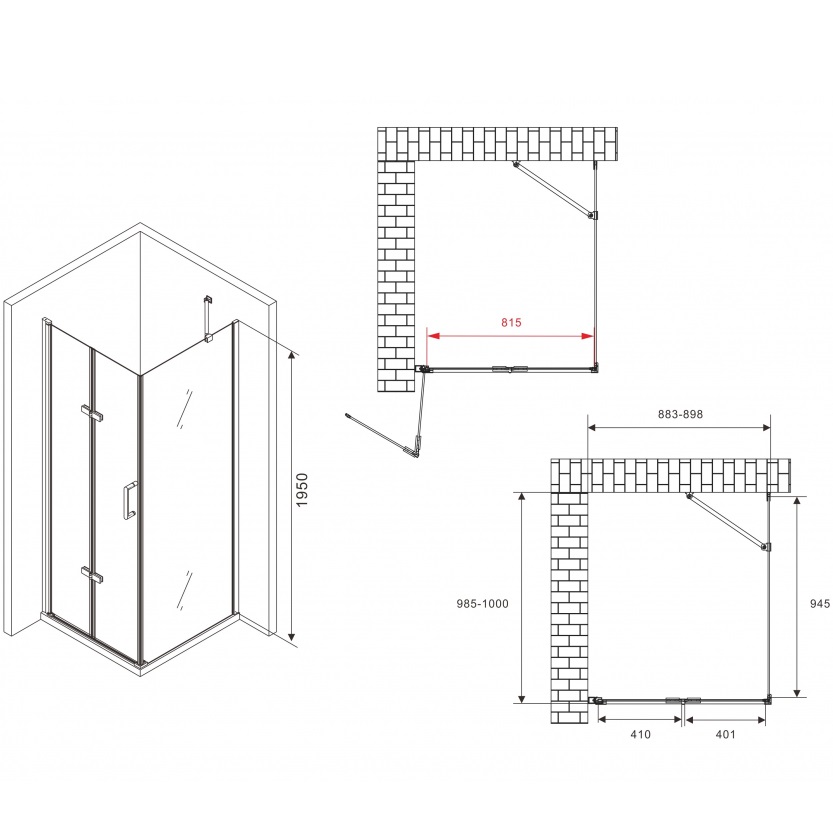 Душевой уголок Abber Zart AG08090P-S101 90x100x195 (хром)