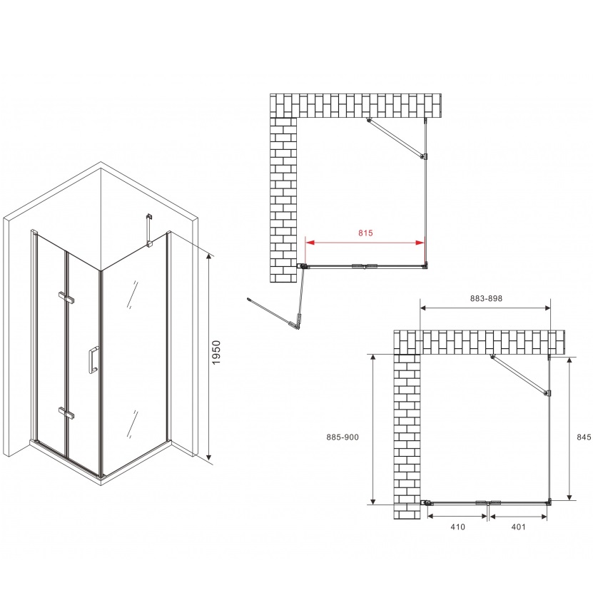 Душевой уголок Abber Zart AG08090P-S91 90x90x195 (хром)