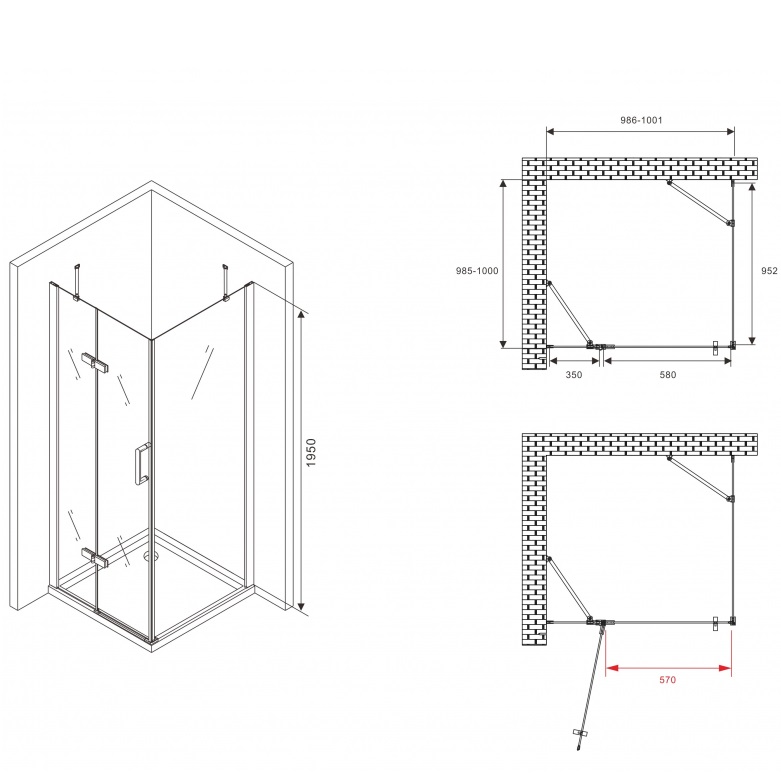 Душевой уголок Abber Zart AG08100-S101 100х100х195 (хром)