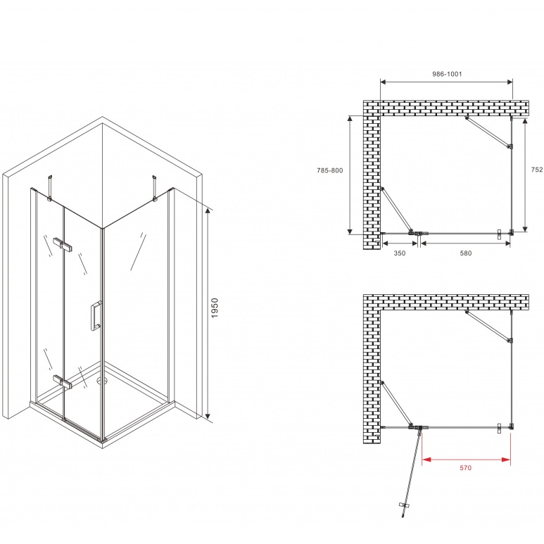 Душевой уголок Abber Zart AG08100-S81 100х80х195 (хром)