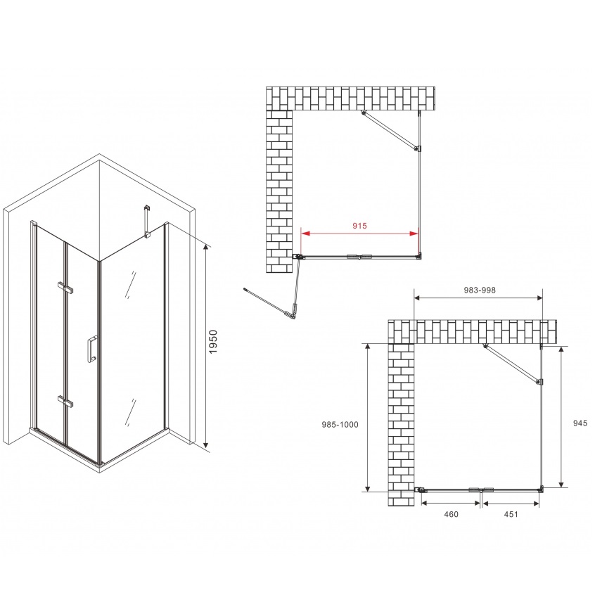 Душевой уголок Abber Zart AG08100P-S101 100x100x195 (хром)