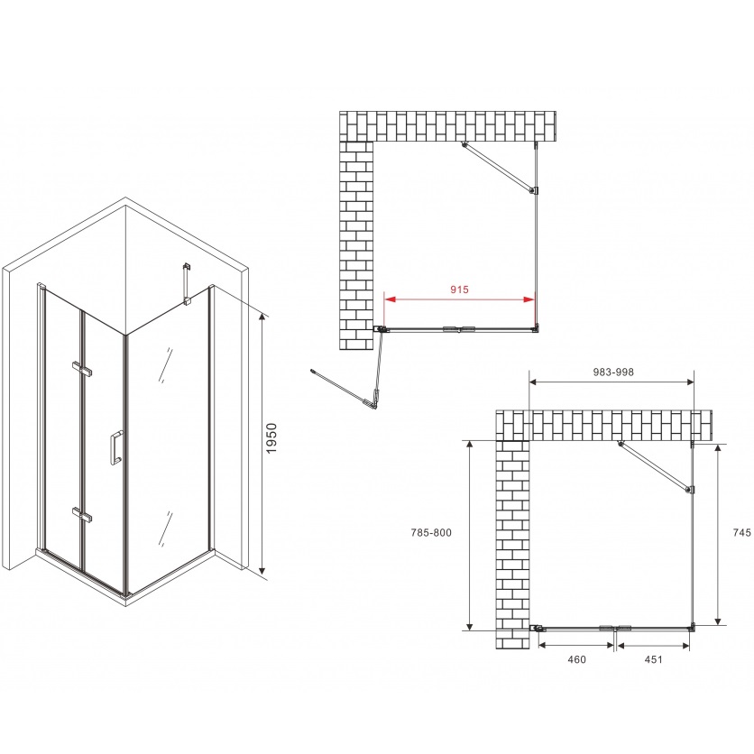 Душевой уголок Abber Zart AG08100P-S81 100x80x195 (хром)