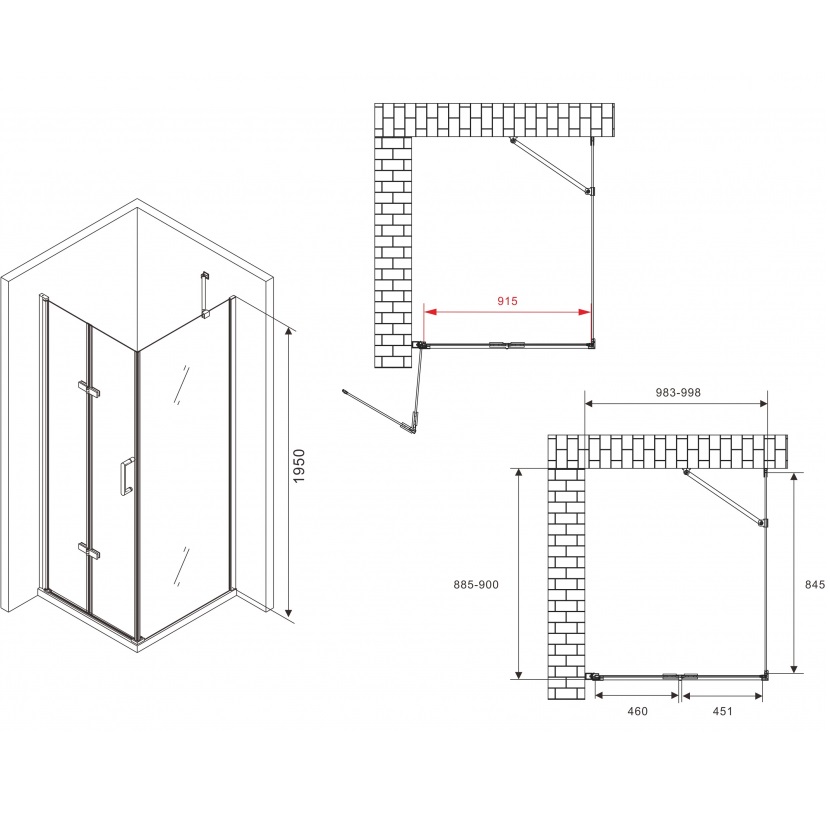 Душевой уголок Abber Zart AG08100P-S91 100x90x195 (хром)
