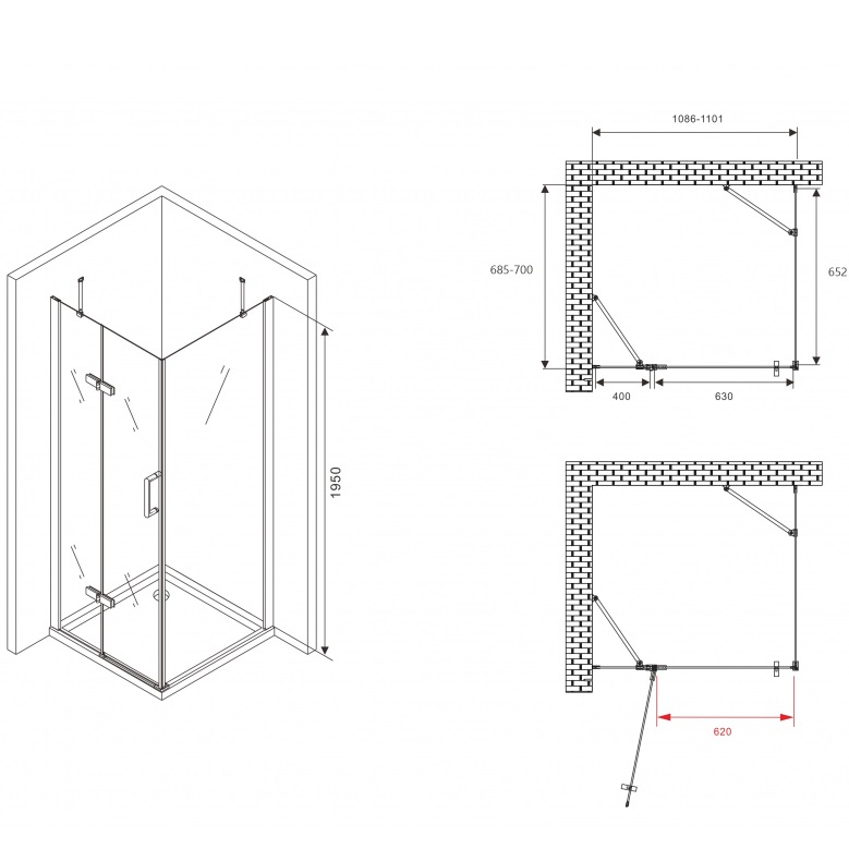 Душевой уголок Abber Zart AG08110-S71 110х70х195 (хром)