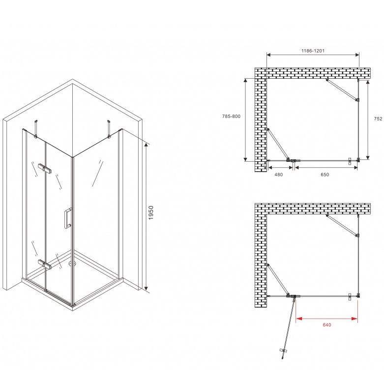 Душевой уголок Abber Zart AG08120-S81 120х80х195 (хром)