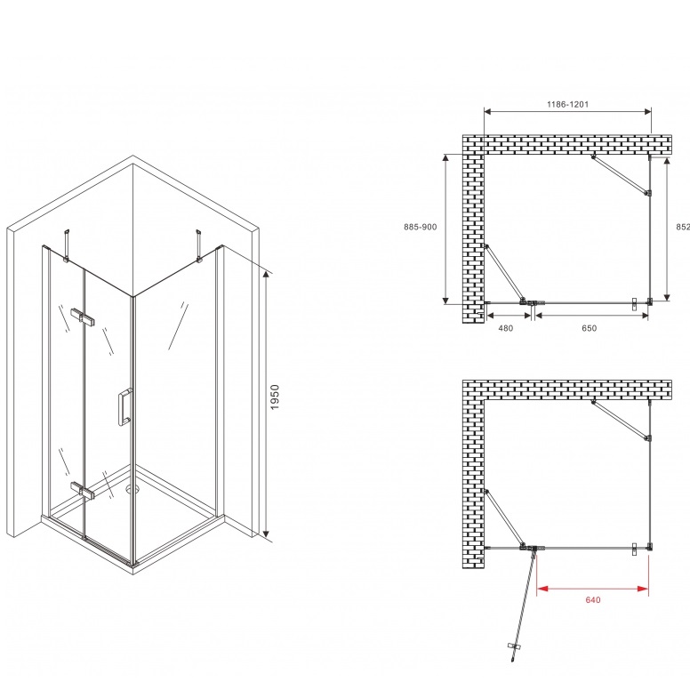 Душевой уголок Abber Zart AG08120-S91 120х90х195 (хром)